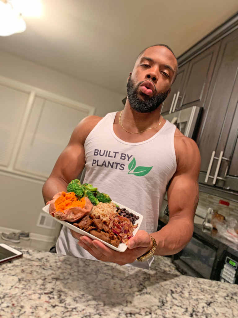 Najee kelley eating plant based dinner